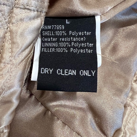 Gold Quilted Faux Fur Collar Jacket Women’s L Satin Look Glam Winter Coat - Picture 8 of 9